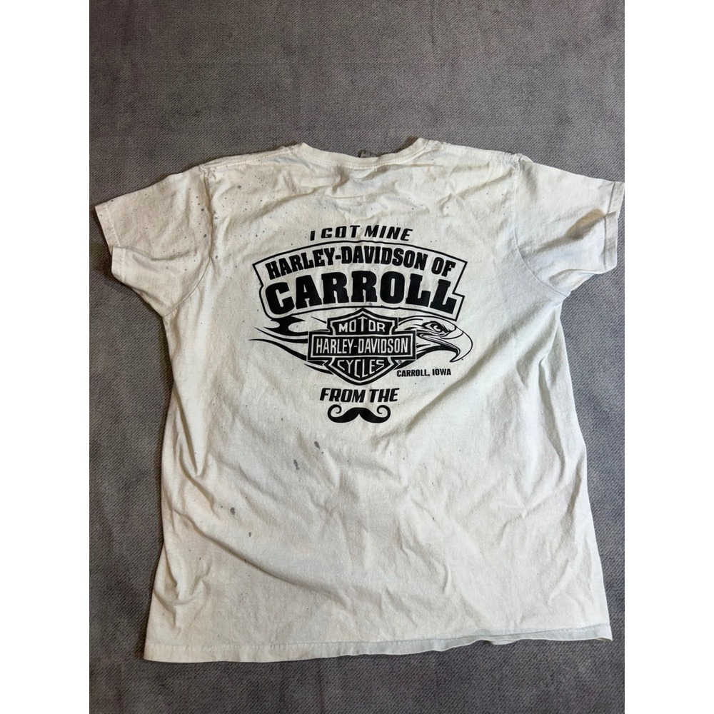 Harley-Davidson Iowa Graphic T-Shirt White Cotton Ladies Large Distressed paint